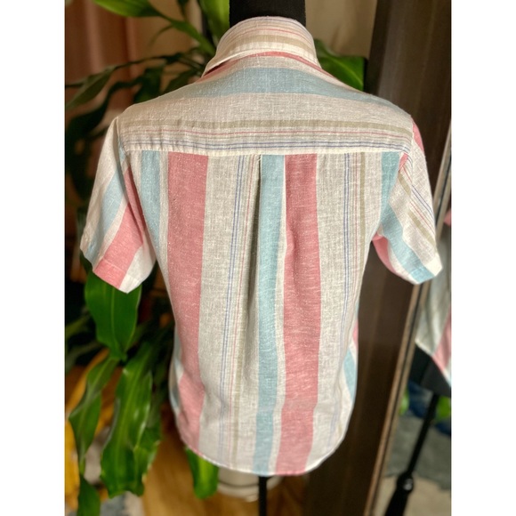 Vintage Try1 Red, White, Blue Striped Snap-Down Top - Picture 4 of 7